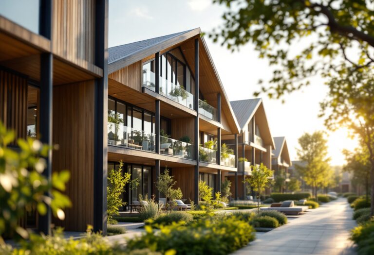 Immagine di una casa green con pannelli solari e giardino