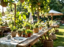 Immagine di un evento ecologico con decorazioni sostenibili