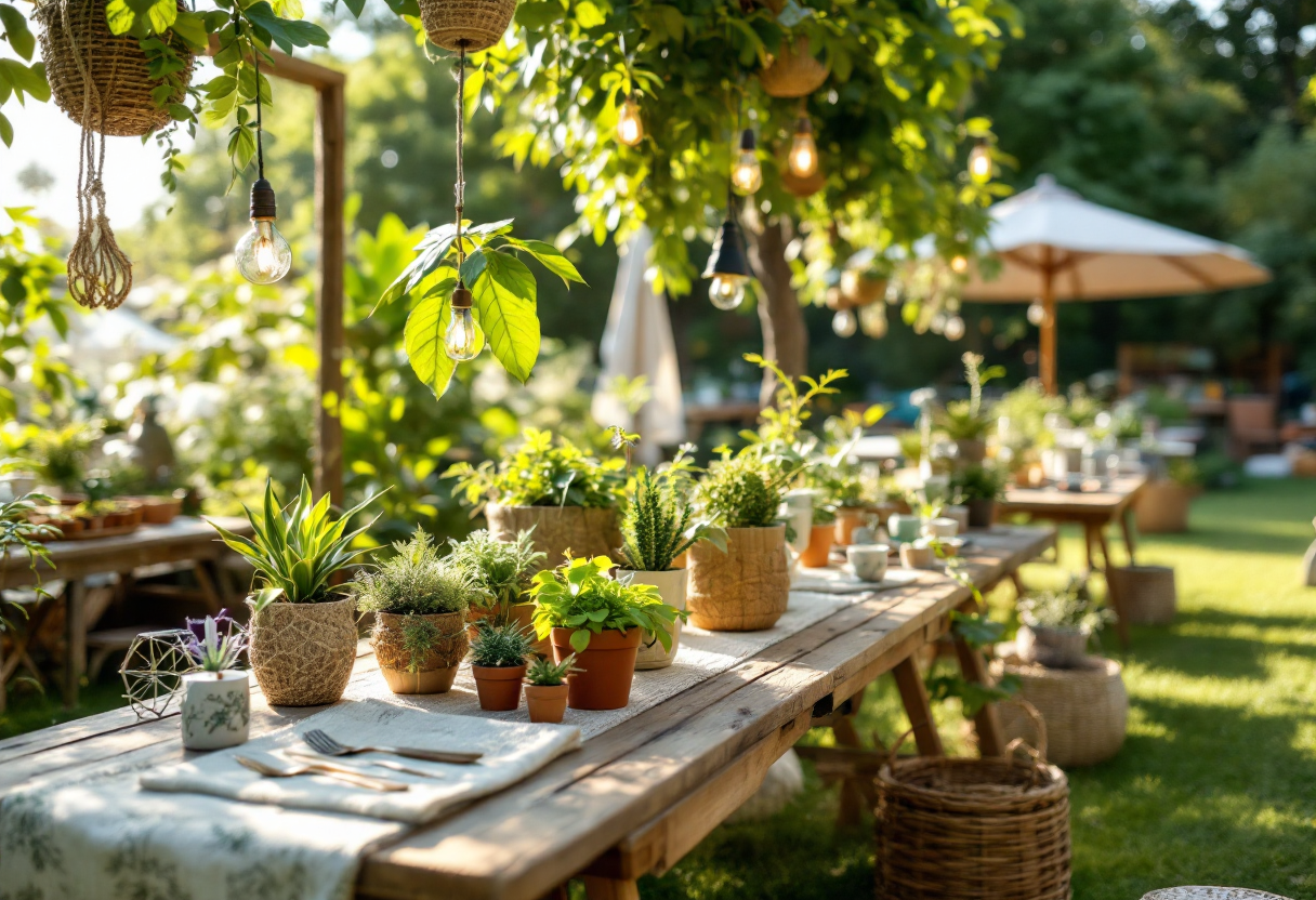 Immagine di un evento ecologico con decorazioni sostenibili