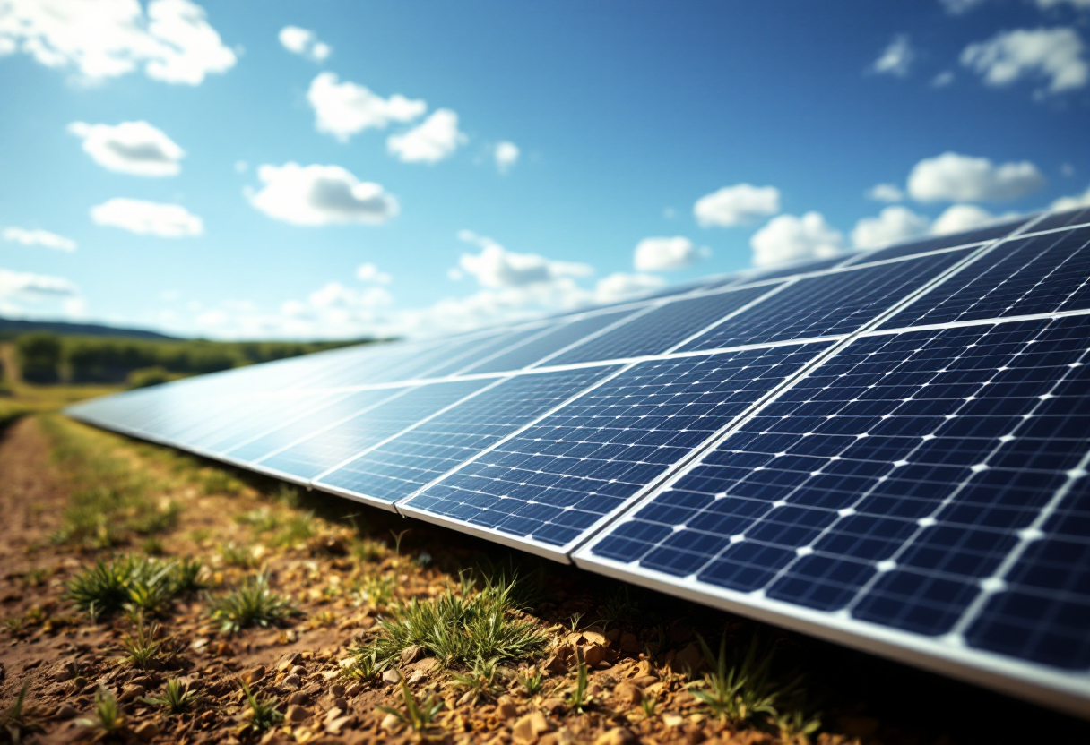 Immagine di pannelli fotovoltaici su un edificio aziendale