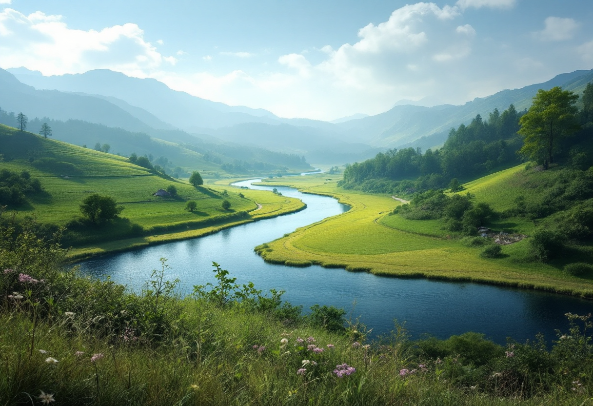 Acqua pura che scorre in un ambiente naturale