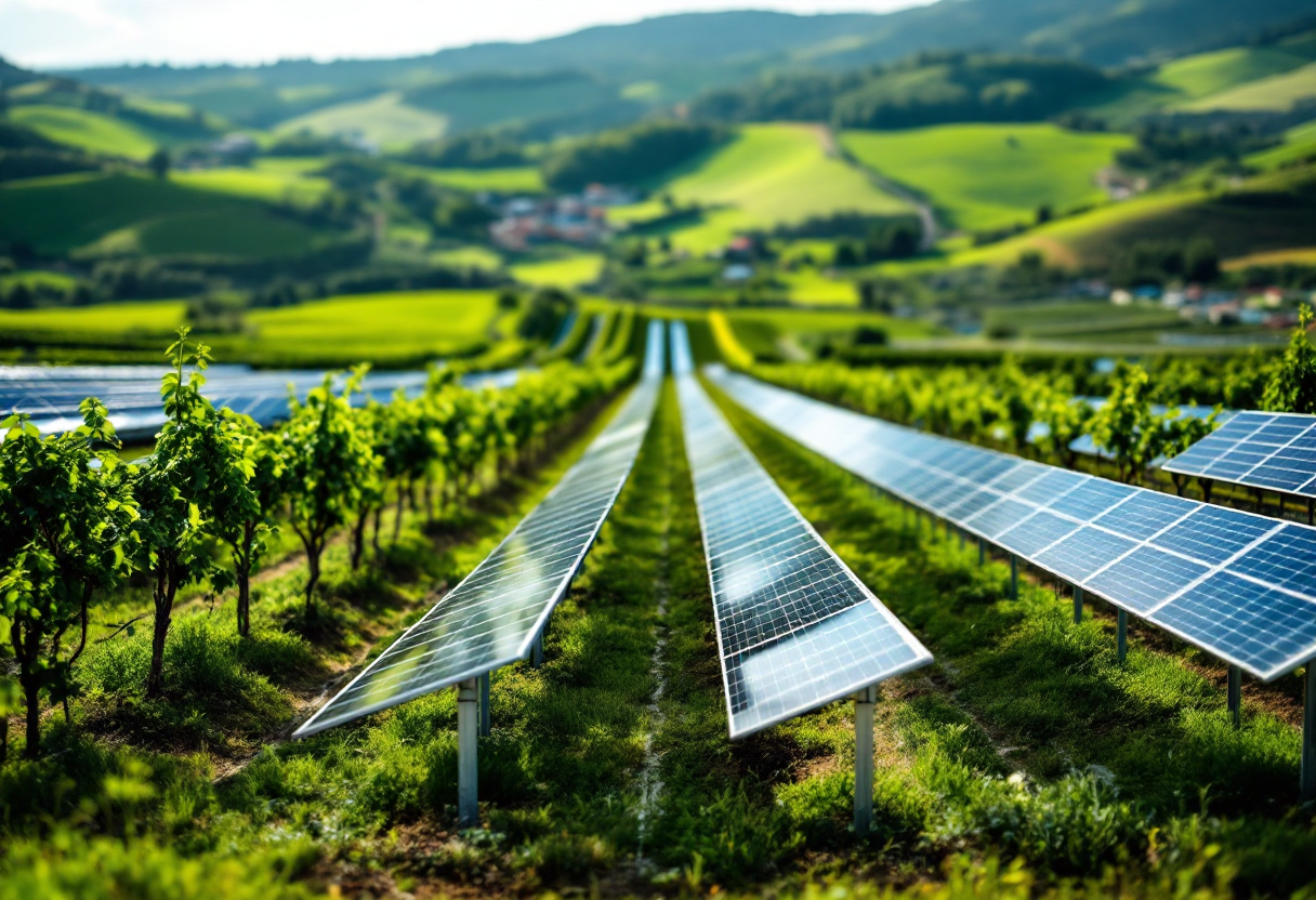 Mappa dell'Europa con simboli di energia rinnovabile