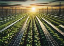 Immagine di un campo agrivoltaico con pannelli solari