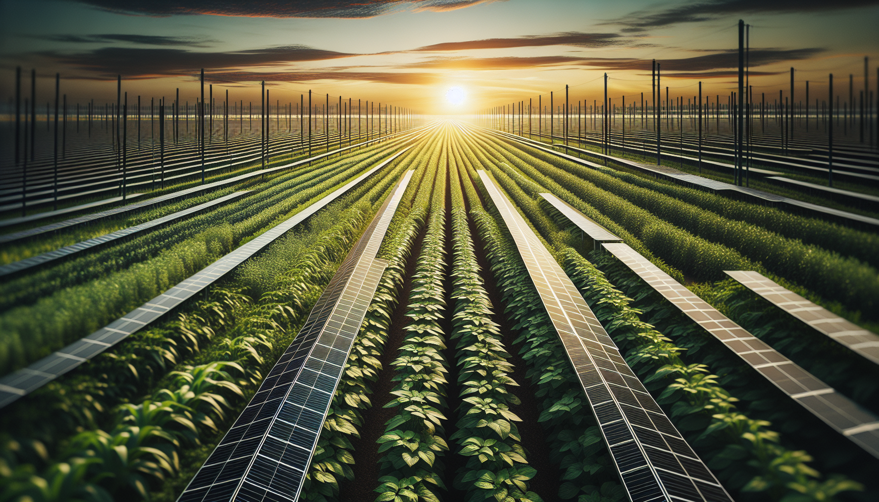 Immagine di un campo agrivoltaico con pannelli solari